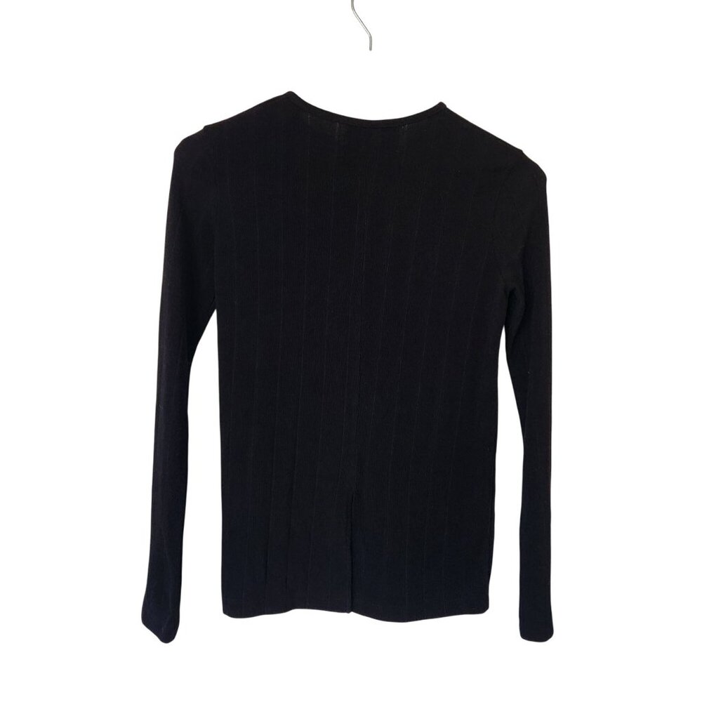 Stylenanda  Black Ribbed Long Sleeve Top Soft Comfy Cozy Korean Layer Minimalist - Picture 3 of 9